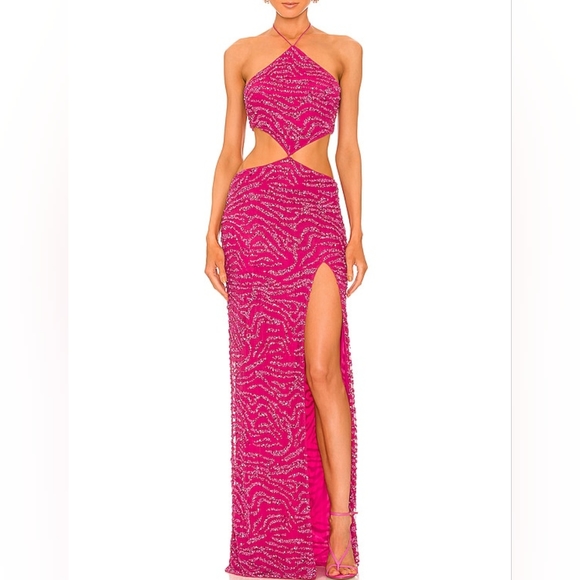 NWT Retrofete Hendrix Dress in Fuchsia Rose Tiger Stripe size S - Picture 1 of 4